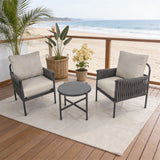 WLSF2559 3-Piece Rope Weave Outdoor Chair Set with Round Side Table – Coastal Beach Patio Furniture