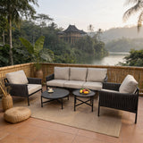 WLSF2561 5-Piece Rope Weave Outdoor Conversation Set with Nested Coffee Tables – Tropical Balinese Patio Furniture