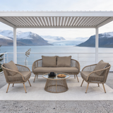 WLSF2565 4-Piece Rattan Outdoor Conversation Set with Glass Coffee Table – Cape Town Coastal Patio Furniture