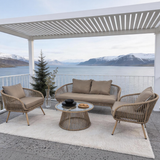 WLSF2565 4-Piece Rattan Outdoor Conversation Set with Glass Coffee Table – Cape Town Coastal Patio Furniture
