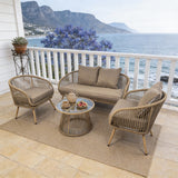 WLSF2565 4-Piece Rattan Outdoor Conversation Set with Glass Coffee Table – Cape Town Coastal Patio Furniture