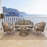WLSF2565 4-Piece Rattan Outdoor Conversation Set with Glass Coffee Table – Cape Town Coastal Patio Furniture