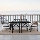 WLSF2566 7-Piece Black Aluminum Outdoor Dining Set – Coastal Beach Patio Furniture