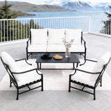 WLSF2568 4-Piece Black Aluminum Outdoor Conversation Set – Nordic Lakeview Patio Furniture