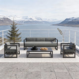 WLSF2569 4-Piece Black Aluminum Outdoor Conversation Set – Nordic Fjord Patio Furniture