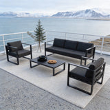 WLSF2569 4-Piece Black Aluminum Outdoor Conversation Set – Nordic Fjord Patio Furniture