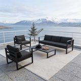 WLSF2569 4-Piece Black Aluminum Outdoor Conversation Set – Nordic Fjord Patio Furniture