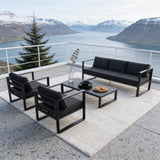 WLSF2569 4-Piece Black Aluminum Outdoor Conversation Set – Nordic Fjord Patio Furniture