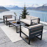 WLSF2570 4-Piece Dark Grey Aluminum Outdoor Conversation Set – Nordic Fjord Patio Furniture