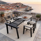 WLSF2571 5-Piece Black Aluminum Outdoor Dining Set – Croatian Coastal Patio Furniture