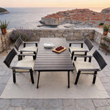 WLSF2571 5-Piece Black Aluminum Outdoor Dining Set – Croatian Coastal Patio Furniture
