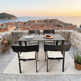 WLSF2571 5-Piece Black Aluminum Outdoor Dining Set – Croatian Coastal Patio Furniture
