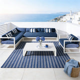 WLSF2572 6-Piece White Aluminum L-Shaped Outdoor Sectional Set – Greek Santorini Patio Furniture