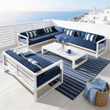 WLSF2572 6-Piece White Aluminum L-Shaped Outdoor Sectional Set – Greek Santorini Patio Furniture
