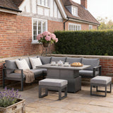 WLSF2573 6-Piece Grey Aluminum Corner Outdoor Sectional Set with Lift-Top Table – English Cottage Patio Furniture