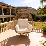 ZY2501 Tropical Rattan Egg Chair with Stand – Indoor Outdoor Wicker Lounger
