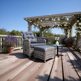 DTY2522 Grey Wicker Reclining Patio Chair with Ottoman – Outdoor Adjustable Lounge Chair Set