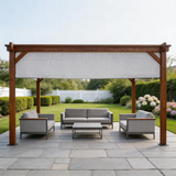 PGL2516 Wooden Pergola with Retractable White Canopy – Outdoor Patio Shade Structure for Backyard & Garden