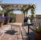 DTY2529 Beige Wicker Outdoor Dining Chair – Patio Rattan Garden Accent Chair