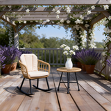 DTY2524 Rattan Woven Outdoor Rocking Chair with Cushion – Boho Patio Glider Rocker Set
