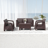 WLSF2592 4-Piece Beige Wicker Outdoor Conversation Set – Coastal Beach Patio Furniture
