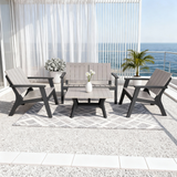 WLSF2591 4-Piece Plastic & Wood-Look Outdoor Conversation Set – Modern Coastal Patio Furniture
