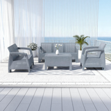 WLSF2592 4-Piece Beige Wicker Outdoor Conversation Set – Coastal Beach Patio Furniture