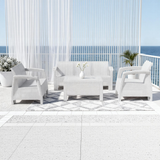 WLSF2592 4-Piece Beige Wicker Outdoor Conversation Set – Coastal Beach Patio Furniture