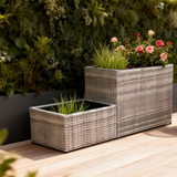 OPB2508 2-Piece Modular Dark Grey Wicker Planter Set – Pet-Friendly Patio Raised Garden Bed