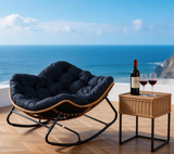 ZY2507 2-Piece Rattan Rocking Chair with Side Table Set – Coastal Patio Relaxation Set