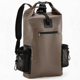 WBP1904 Burgundy Roll Top Waterproof Dry Backpack with Mesh Side Pockets for Camping Hiking Kayaking